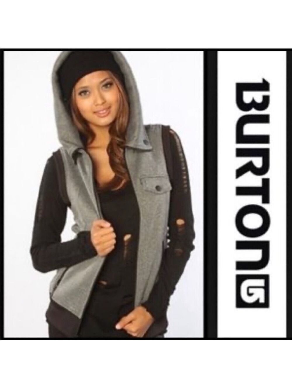 Burton Hooded Sleeveless Vest Gray  Size Medium
Dryride Oversize Hood